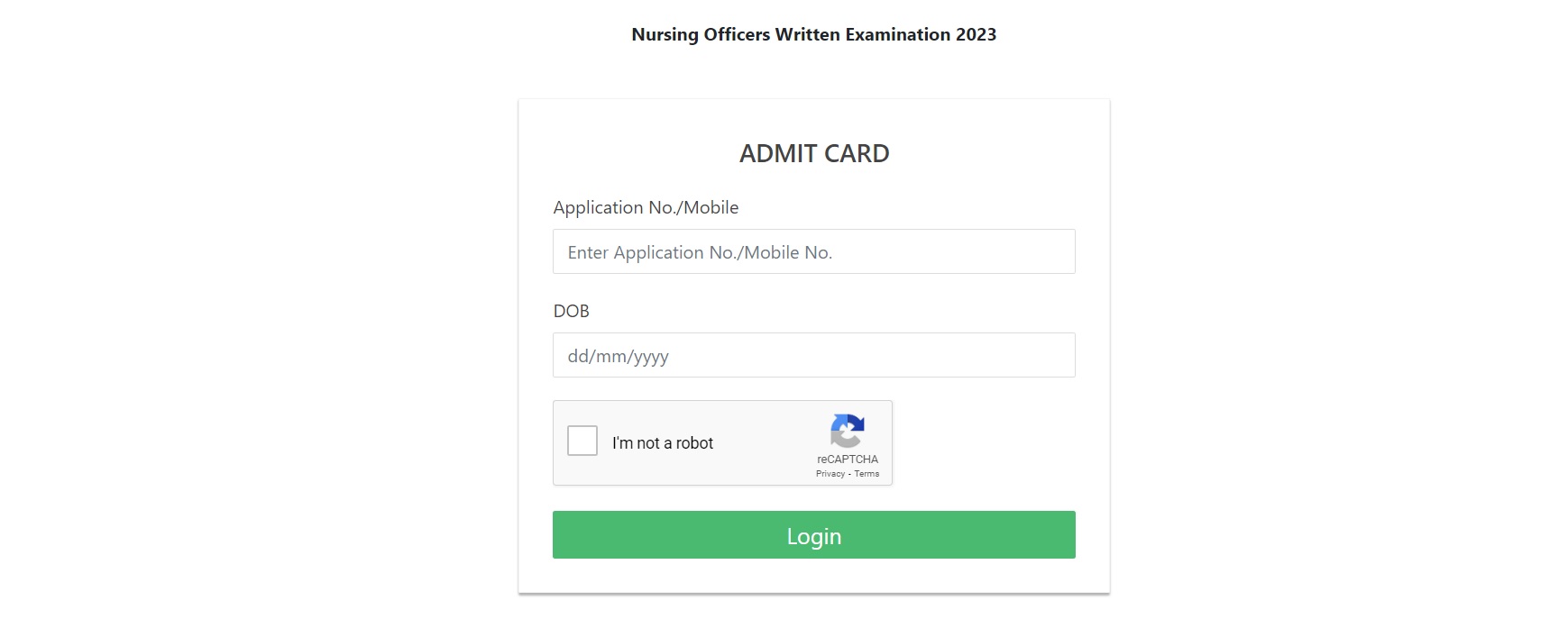 KGMU Admit Card Login Page