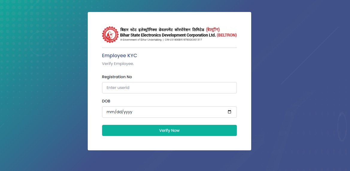 BELTRON KYC Login Page