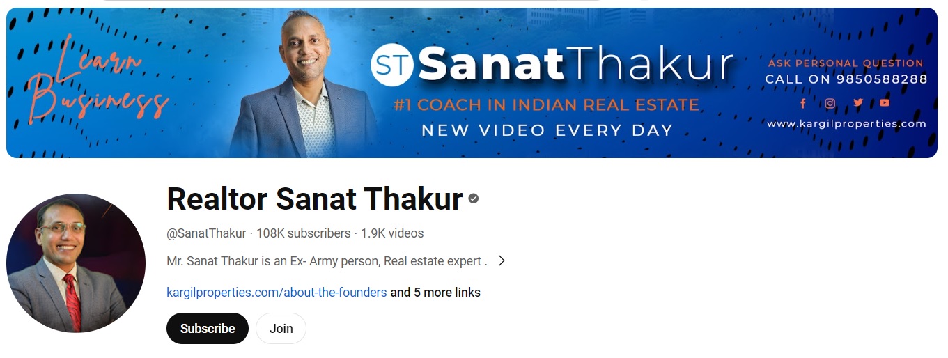 Sanat Thakur Real Estate Youtube Channel