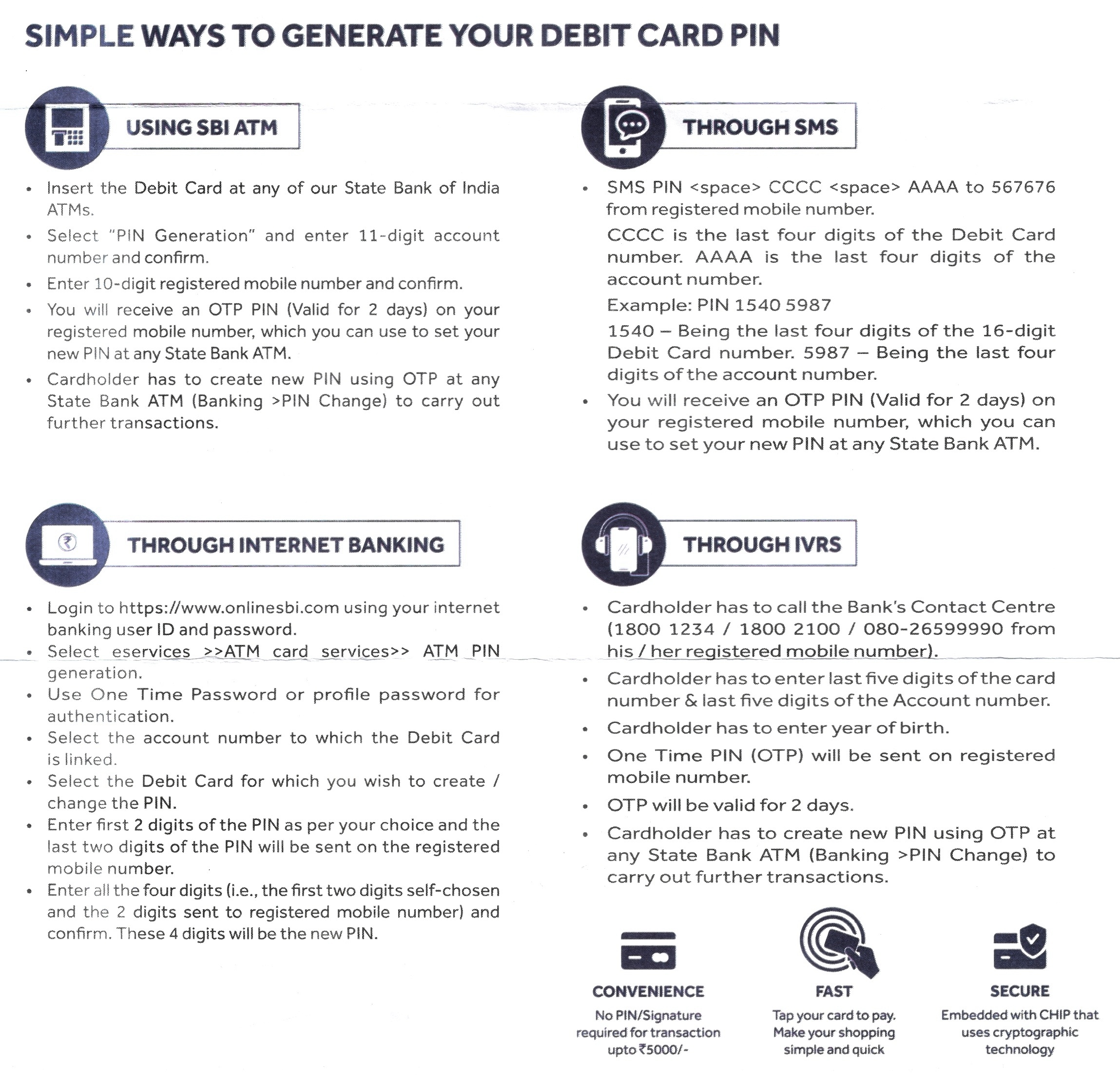 SBI DEBIT CARD PIN Generation Process
