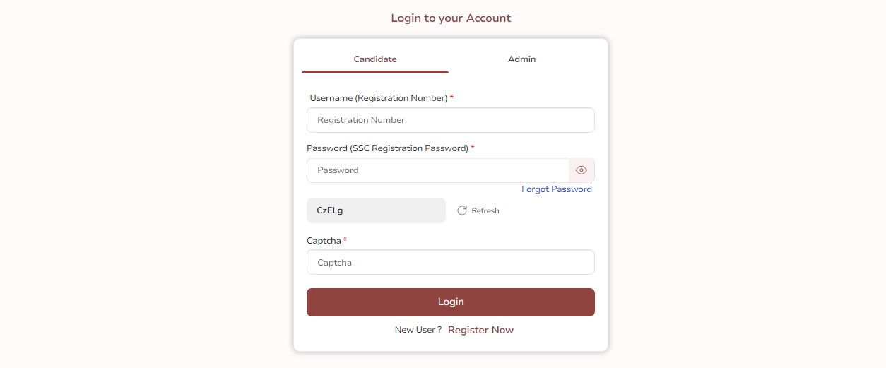 SSC CGL Login Page