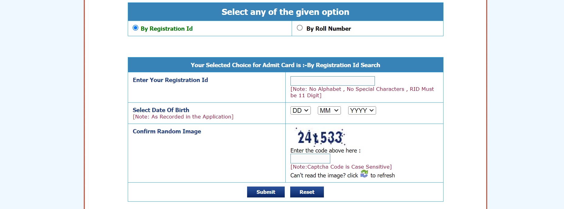 UPSC Nursing Officer Admit Card Login Page 2024