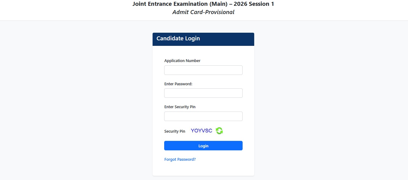 Jee Main Session 1 Admit Card Banner