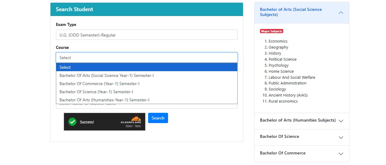 PPU SEM 1 Login Page